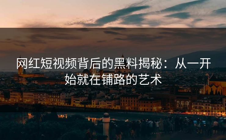 网红短视频背后的黑料揭秘:从一开始就在铺路的艺术