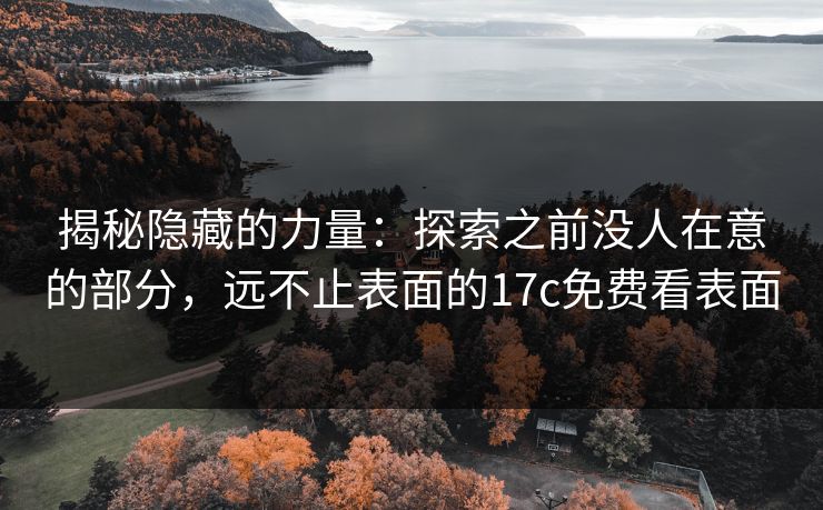揭秘隐藏的力量:探索之前没人在意的部分,远不止表面的17c免费看表面