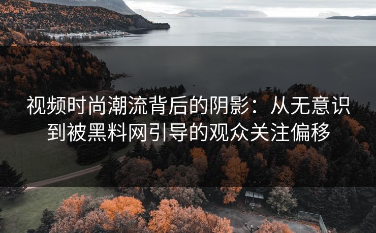 视频时尚潮流背后的阴影:从无意识到被黑料网引导的观众关注偏移
