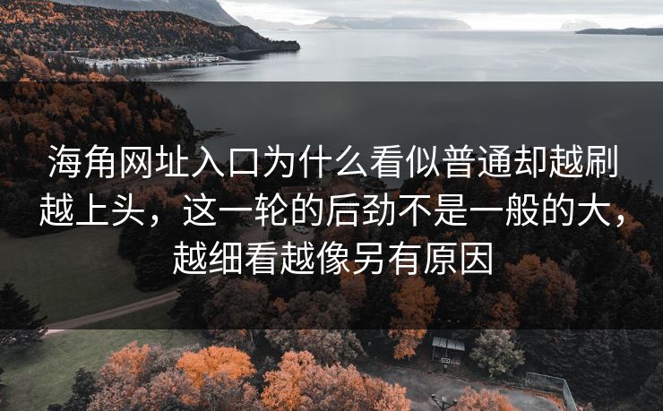 海角网址入口为什么看似普通却越刷越上头,这一轮的后劲不是一般的大,越细看越像另有原因