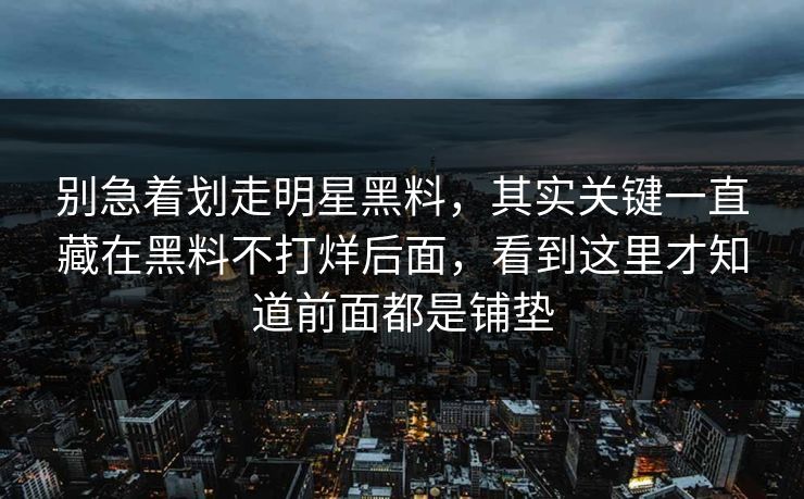 别急着划走明星黑料，其实关键一直藏在黑料不打烊后面，看到这里才知道前面都是铺垫