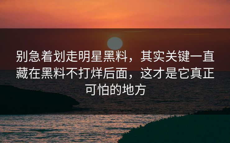 别急着划走明星黑料，其实关键一直藏在黑料不打烊后面，这才是它真正可怕的地方