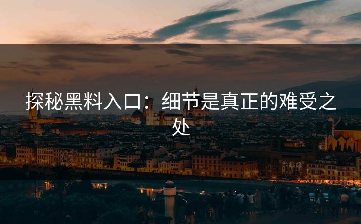 探秘黑料入口：细节是真正的难受之处