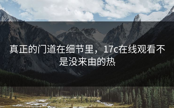 真正的门道在细节里，17c在线观看不是没来由的热